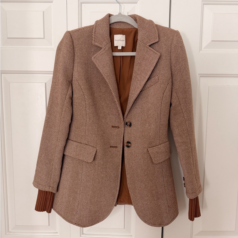 Favorite Daughter Brown Herringbone city Blazer